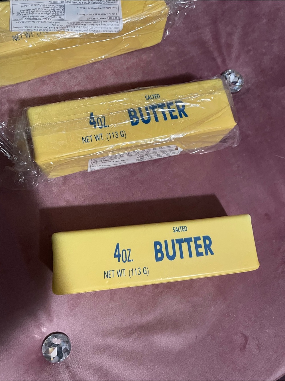 2 Novelty 4oz Butter Replica Decorative Piece - Yellow - squishy   You get two.